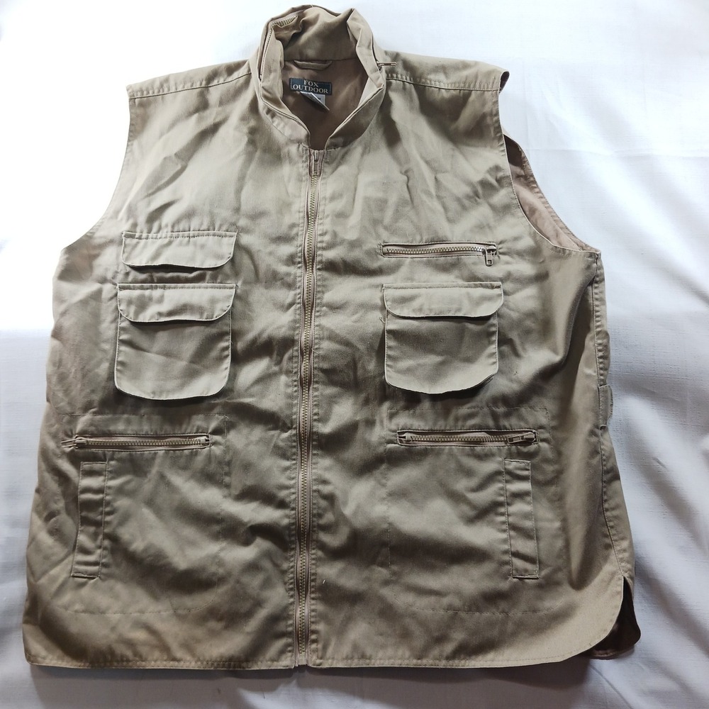 Fox Outdoor Mens XXL Khaki Cotton Canvas Tactical Utility Fishing Cargo‎ Vest